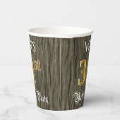 Gobelets En Papier 31e fête d'anniversaire — Faux Gold & Faux Wood Lo (Droite)