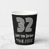 Gobelets En Papier 32e anniversaire — Art Déco Inspiré Look "32" + No (Verso)