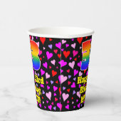 Gobelets En Papier 33e anniversaire : Amour Hearts Motif, Arc-en-ciel (Droite)