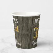 Gobelets En Papier 33e fête d'anniversaire — Faux Gold & Faux Wood Lo (Gauche)