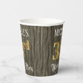 Gobelets En Papier 33e fête d'anniversaire — Faux Gold & Faux Wood Lo (Droite)