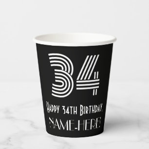 Gobelets En Papier 34e anniversaire — Art Déco Inspiré Look "34" 