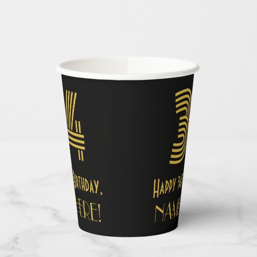 Gobelets En Papier 34e anniversaire : Art Déco Inspiré Look "34" & No (Gauche)