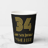 Gobelets En Papier 34e anniversaire : Art Déco Inspiré Look "34" & No (Recto)