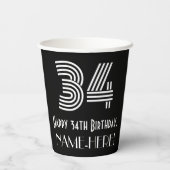 Gobelets En Papier 34e anniversaire — Art Déco Inspiré Look "34" + No (Verso)