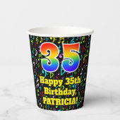 Gobelets En Papier 35e anniversaire : Fun Music Notes Motif, Rainbow  (Verso)