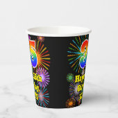 Gobelets En Papier 35ème anniversaire : Fun Fireworks Motif + Rainbow (Gauche)