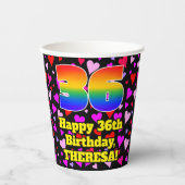 Gobelets En Papier 36e anniversaire : Amour Hearts Motif, Arc-en-ciel (Recto)