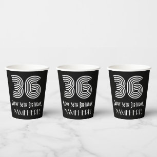 Gobelets En Papier 36e anniversaire — Art Déco Inspiré Look "36" + No