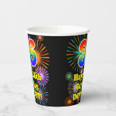 Gobelets En Papier 36ème anniversaire : Fun Fireworks Motif + Rainbow (Gauche)