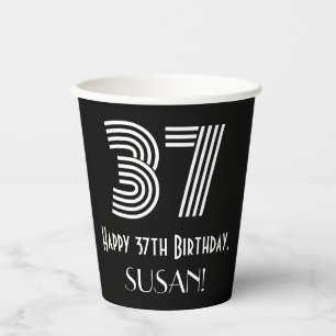 Gobelets En Papier 37e anniversaire — Art Déco Inspiré Look "37" + No