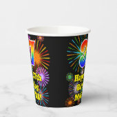 Gobelets En Papier 37ème anniversaire : Fun Fireworks Motif + Rainbow (Gauche)