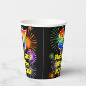 Gobelets En Papier 37ème anniversaire : Fun Fireworks Motif + Rainbow (Droite)