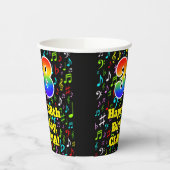 Gobelets En Papier 38e anniversaire : Fun Music Notes Motif, Rainbow  (Gauche)