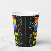 Gobelets En Papier 38e anniversaire : Fun Music Notes Motif, Rainbow  (Droite)