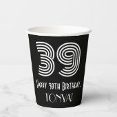 Gobelets En Papier 39e anniversaire — Art Déco Inspiré Look "39" + No (Verso)
