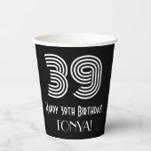 Gobelets En Papier 39e anniversaire — Art Déco Inspiré Look "39" + No (Recto)