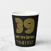 Gobelets En Papier 39e anniversaire : Art Déco Inspiré Look "39" & No (Recto)