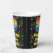 Gobelets En Papier 39e anniversaire : Fun Music Notes Motif, Rainbow (Droite)