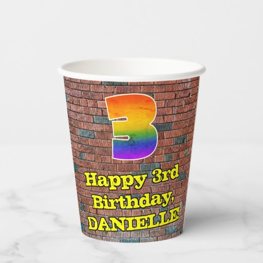 Gobelets En Papier 3e anniversaire : Arc-en-ciel inspiré par les graf (Verso)