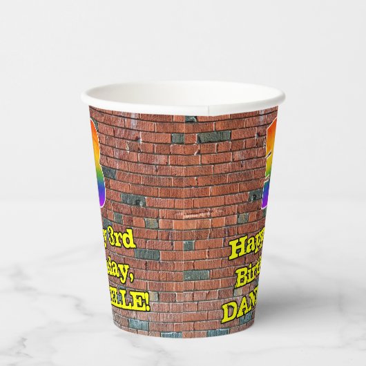 Gobelets En Papier 3e anniversaire : Arc-en-ciel inspiré par les graf (Droite)