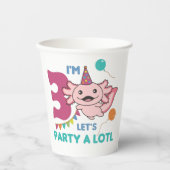 Gobelets En Papier 3e anniversaire Axolotl Trois ans mignon Axolotls (Recto)