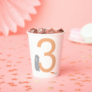 Gobelets En Papier 3e anniversaire Moderne Minimale Gris Coupes de Pa