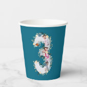 Gobelets En Papier 3e anniversaire Photo Collage bleu Fleur jaune Tur (Recto)