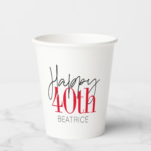 Gobelets En Papier 40 et fabuleux 40e anniversaire Script (Recto)