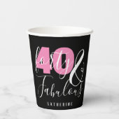 Gobelets En Papier 40 Et fabuleux Elégant 40e Anniversaire Custom (Verso)
