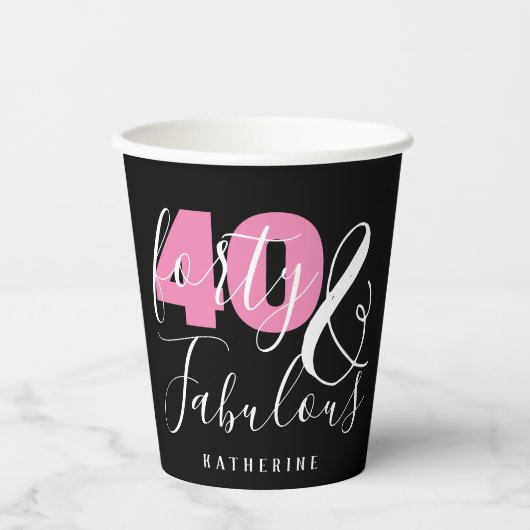 Gobelets En Papier 40 Et fabuleux Elégant 40e Anniversaire Custom (Recto)