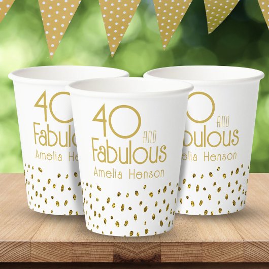Gobelets En Papier 40 et fabuleux Elegant Gold Parties scintillant 40