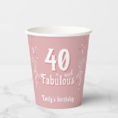 Gobelets En Papier 40 et Fabulous Foliage rose 40e anniversaire (Recto)