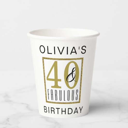 Gobelets En Papier 40 & Fabuleux fête d'anniversaire (Recto)