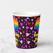 Gobelets En Papier 40e anniversaire : Amour Hearts Motif, Arc-en-ciel (Droite)