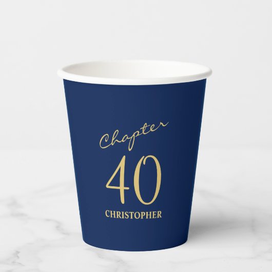 Gobelets En Papier 40e anniversaire Chapitre 40 Or bleu (Recto)