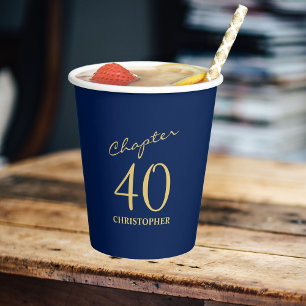 Gobelets En Papier 40e anniversaire Chapitre 40 Or bleu