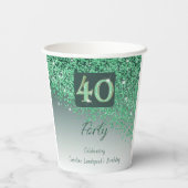Gobelets En Papier 40e anniversaire Classy Falling Green Parties scin (Verso)
