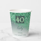 Gobelets En Papier 40e anniversaire Classy Falling Green Parties scin (Recto)