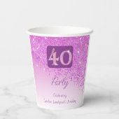 Gobelets En Papier 40e anniversaire Classy Falling Pink Parties scint (Verso)