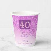 Gobelets En Papier 40e anniversaire Classy Falling Pink Parties scint (Recto)
