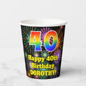 Gobelets En Papier 40e anniversaire : Fun Motif Fireworks + Rainbow 4 (Verso)