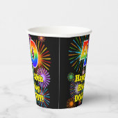 Gobelets En Papier 40e anniversaire : Fun Motif Fireworks + Rainbow 4 (Droite)