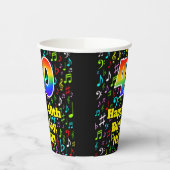 Gobelets En Papier 40e anniversaire : Fun Music Notes Motif, Rainbow  (Gauche)