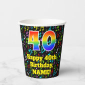 Gobelets En Papier 40e anniversaire : Fun Music Notes Motif, Rainbow  (Recto)