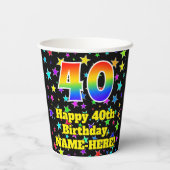 Gobelets En Papier 40e anniversaire : Fun Stars Motif et Rainbow 40 (Verso)