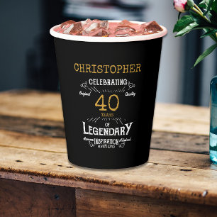 Gobelets En Papier 40e anniversaire Légendaire Black Gold Retro