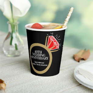 Gobelets En Papier 40e anniversaire mariage ruby bague faits amusants