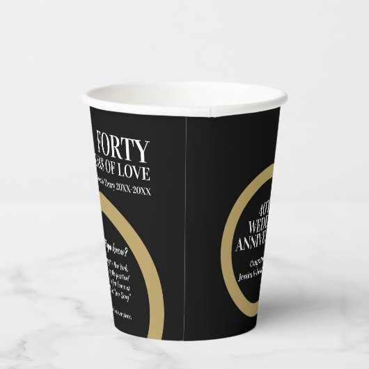 Gobelets En Papier 40e anniversaire mariage ruby bague faits amusants (Droite)