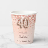 Gobelets En Papier 40e anniversaire rose or parties scintillant nom m (Recto)